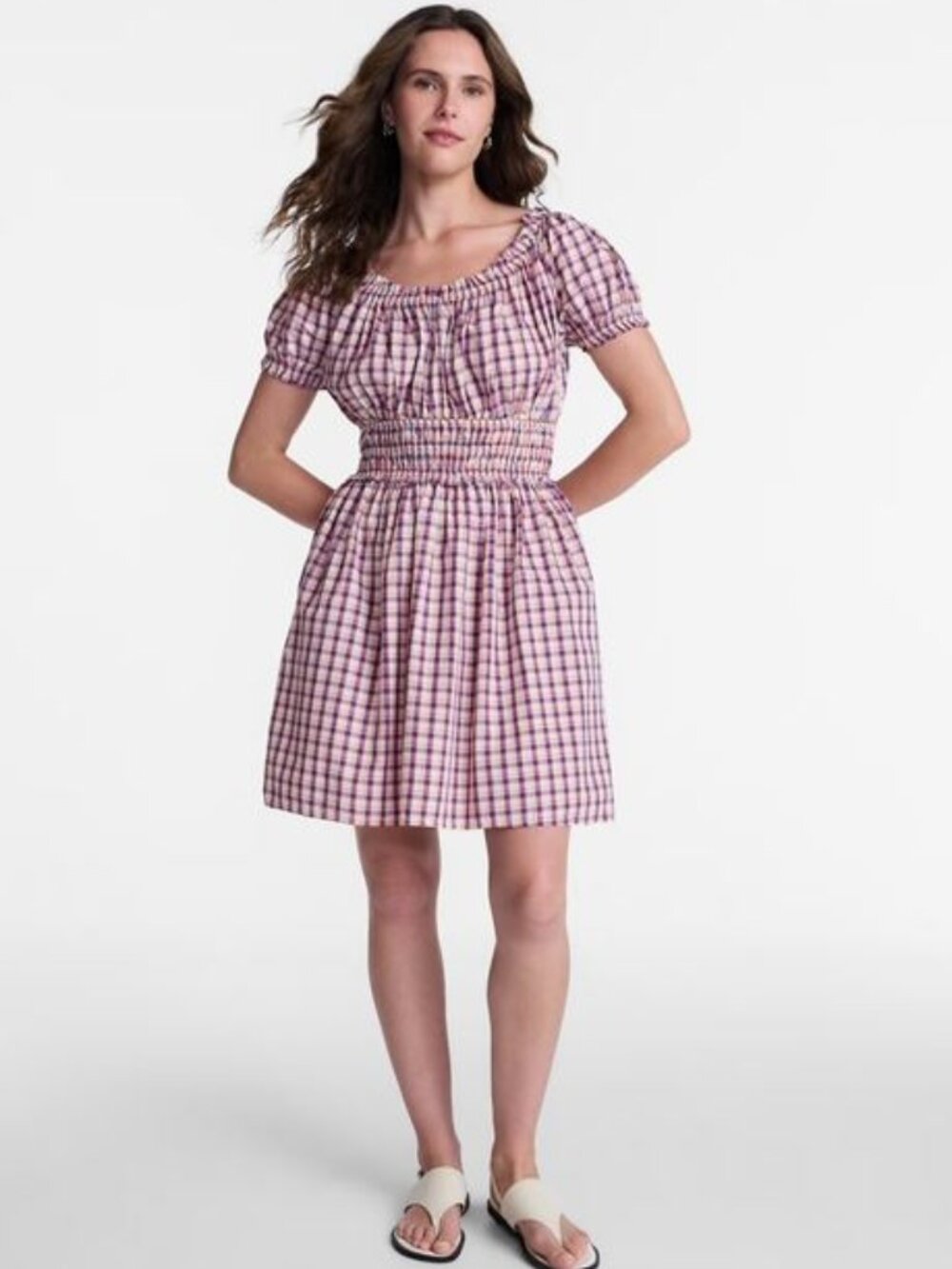 Time & Tru Red Blue Plaid Dress